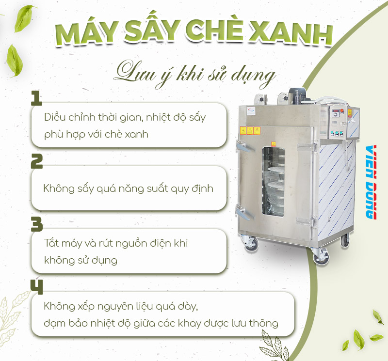 lưu ý khi sử dụng máy sấy chè xanh