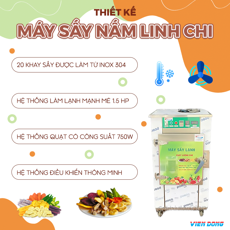 Máy sấy nấm linh chi