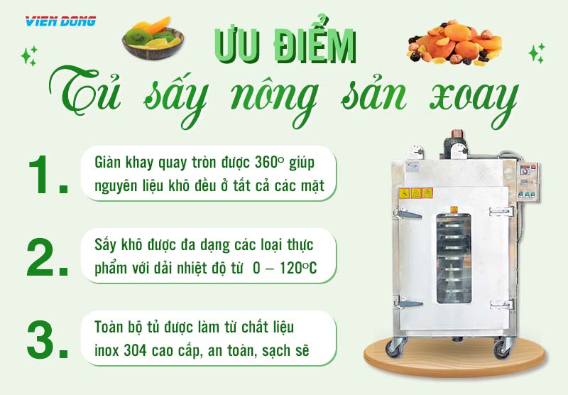 tủ sấy nông sản xoay